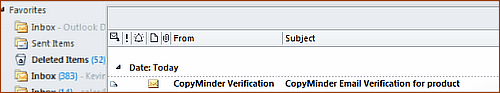 Email from verification@copyminder.com