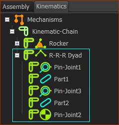 R-R-R dyad in the Kinematic-Tree