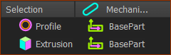Profile and Extrusion in Selection-Window