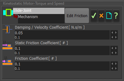 Damping and Friction Coefficients for a Slide-Joint