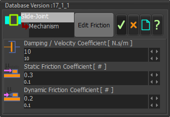 Friction of Slide-Joint dialog