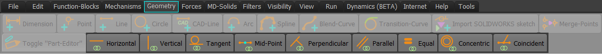 Geometry menu > Constraint commands