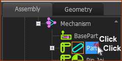 Double-click a Part in the Assembly-Tree