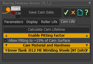 2D-Cam dialog > Cam Life tab