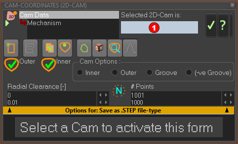 Cam-Data dialog - No 2D-Cam