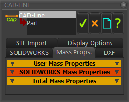 CAD-Line dialog > Mass- Properties tab
