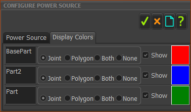 Configure Power Source dialog > Display Colors tab