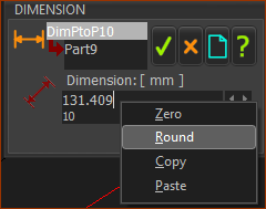 Dimension dialog-box - contextual menu
