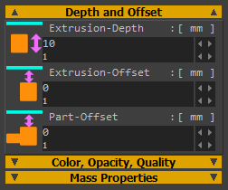 Extrusion dialog | Depth and Offset