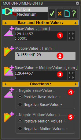 Motion-Dimension dialog