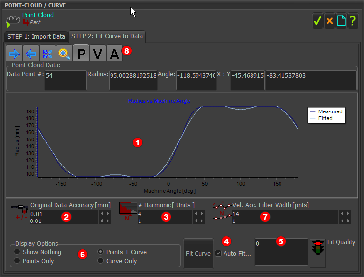 Point-Cloud dialog > Fit Curve to Data tab