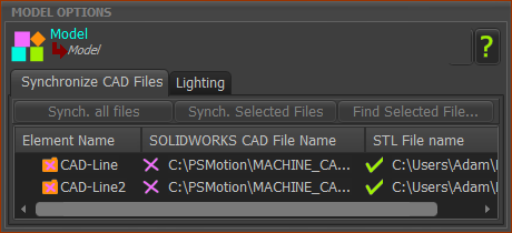 Model Option dialog Model Option dialog