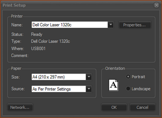 Print Setup dialog