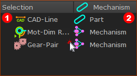 Elements in the Selection-Window