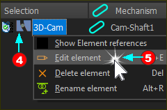 Edit the 3D-Cam from the Selection-Window