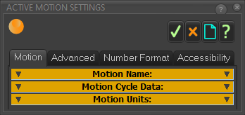 Active Motion Settings dialog